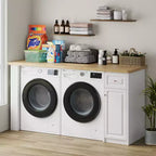 82,6 Meuble de rangement pour plan de travail de buanderie avec étagère réglable et tiroir, plan de travail pour lave-linge et sèche-linge pour buanderie