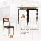Ensemble de salle à manger 3 pièces pour petits espaces, table et 2 chaises à pieds en spirale, ensemble de table de cuisine compact pour appartements