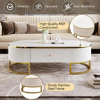 Table basse ovale en bois composite de 47,2 po avec tiroirs de rangement
