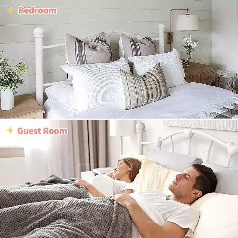Twin Bed Frame for Kids with Heart-Shaped Headboard, Heavy Metal Slat Support, Noise-Free, White
