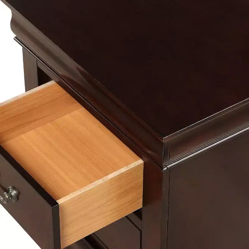 Contemporary 5-Drawer Solid Wood Dresser Nightstand with Brass Hardware