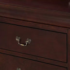 Table de chevet contemporaine à 5 tiroirs en bois massif avec quincaillerie en laiton