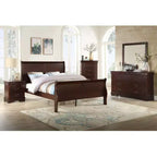 Table de chevet contemporaine à 5 tiroirs en bois massif avec quincaillerie en laiton