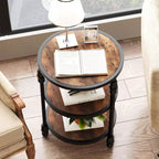 Table d'appoint ronde à 3 étagères, petite table de chevet pour le salon, la chambre à coucher, table de nuit et table basse avec cadre en acier