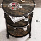 Table d'appoint ronde à 3 étagères, petite table de chevet pour le salon, la chambre à coucher, table de nuit et table basse avec cadre en acier