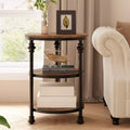 Small Side Table, Round End Table with 3 Shelves for Living Room, Bedroom, Night Stand Accent Coffee Table with Steel Frame for Small Spaces