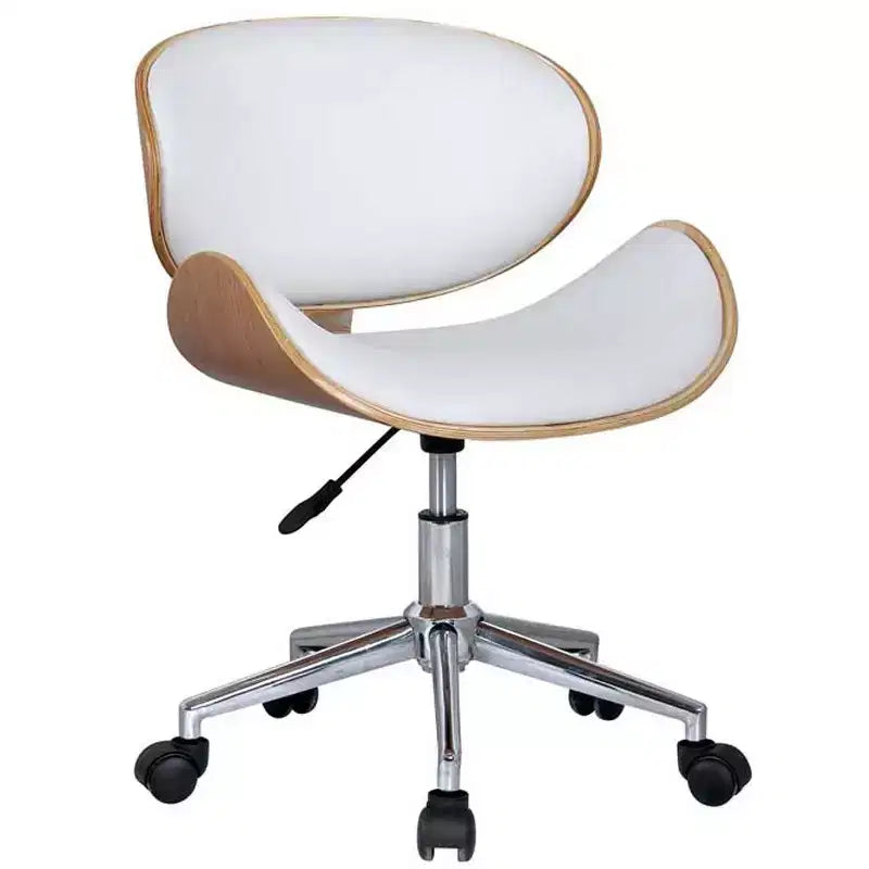 HomeRoots Brown White and Silver Adjustable Height Swivel Rolling Office Chair