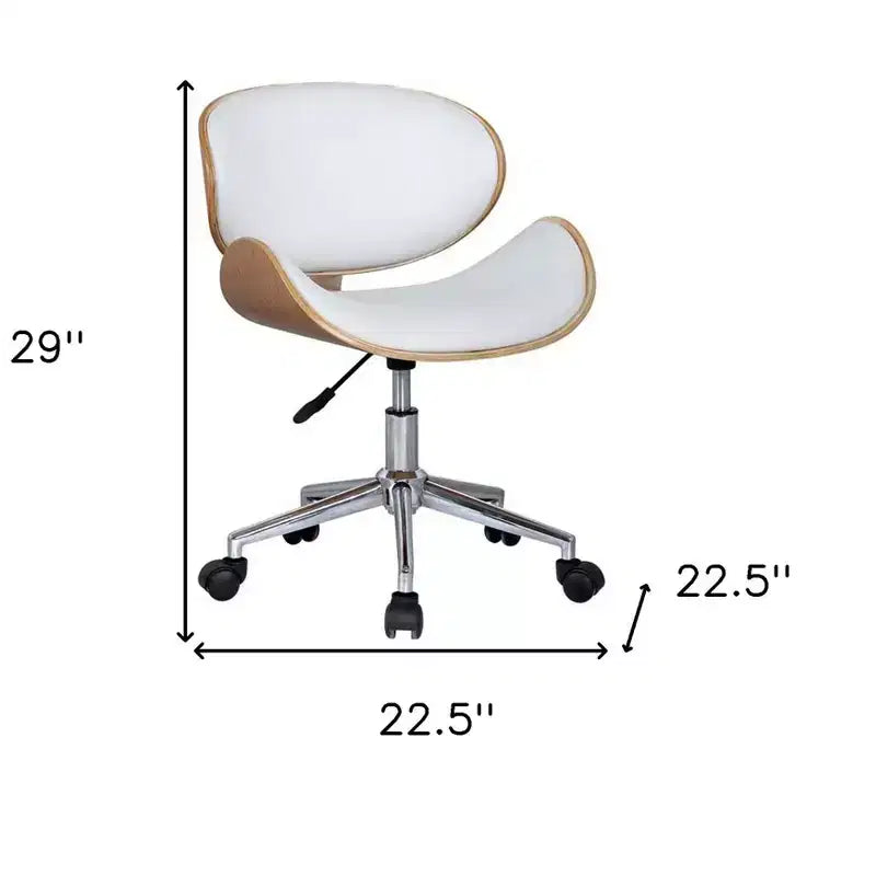 Brown White and Silver Adjustable Height Swivel Rolling Office Chair