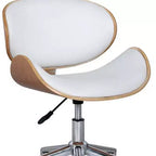 Chaise de bureau pivotante à roulettes, réglable en hauteur, marron, blanche et argentée