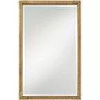 Uttermost Kampar Antiqued Gold and Rattan 23 x 36 Vanity Mirror