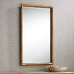 Miroir de courtoisie en rotin et or vieilli 23 x 36