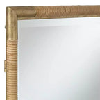 Miroir de courtoisie en rotin et or vieilli 23 x 36