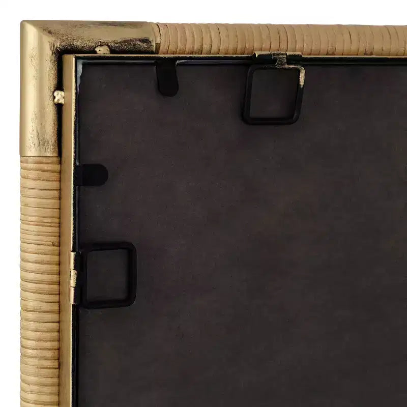 Antiqued Gold and Rattan 23 x 36 Vanity Mirror