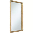 Miroir de courtoisie en rotin et or vieilli 23 x 36