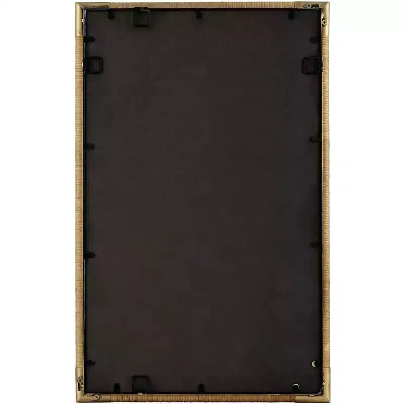 Antiqued Gold and Rattan 23 x 36 Vanity Mirror