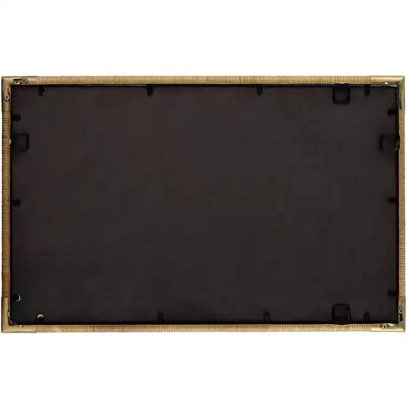 Antiqued Gold and Rattan 23 x 36 Vanity Mirror