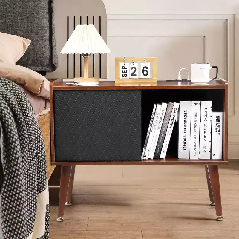 Record Player Stand with Charging Station & USB Ports – Holds 300 Albums, Vinyl Storage Cabinet
