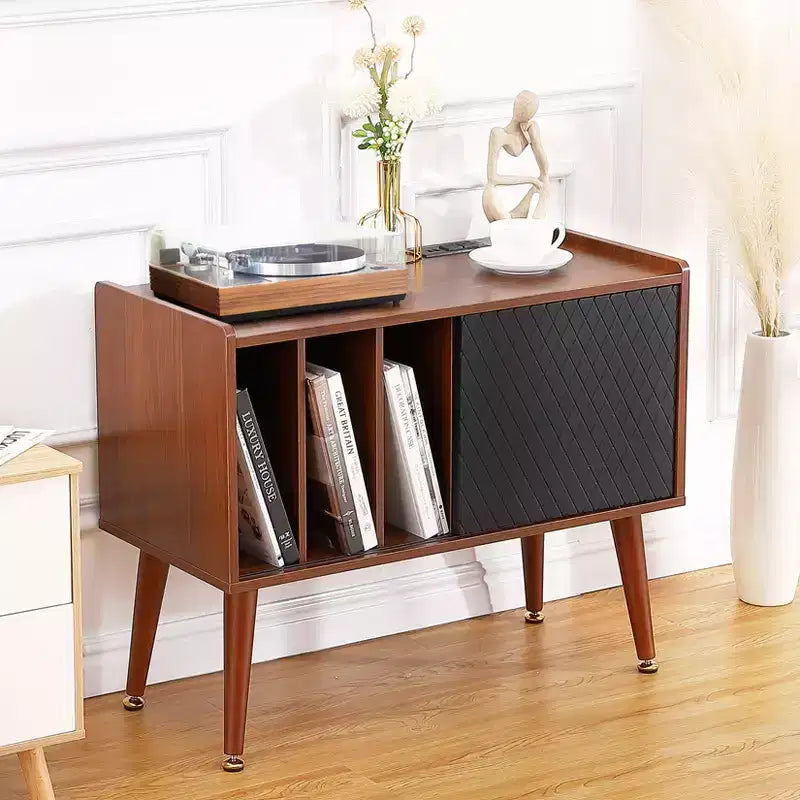 Record Player Stand with Charging Station & USB Ports – Holds 300 Albums, Vinyl Storage Cabinet