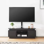 Meuble TV 52" avec support pour TV jusqu'à 75", meuble de divertissement avec prise de courant, réglable en hauteur, noir