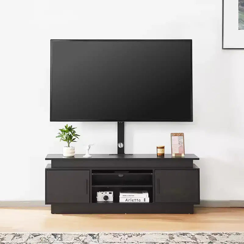 52" TV Stand with Mount for up to 75" TVs, Entertainment Center with Power Outlet, Height Adjustable, Black