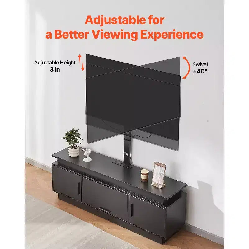 52" TV Stand with Mount for up to 75" TVs, Entertainment Center with Power Outlet, Height Adjustable, Black
