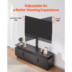 Meuble TV 52" avec support pour TV jusqu'à 75", meuble de divertissement avec prise de courant, réglable en hauteur, noir