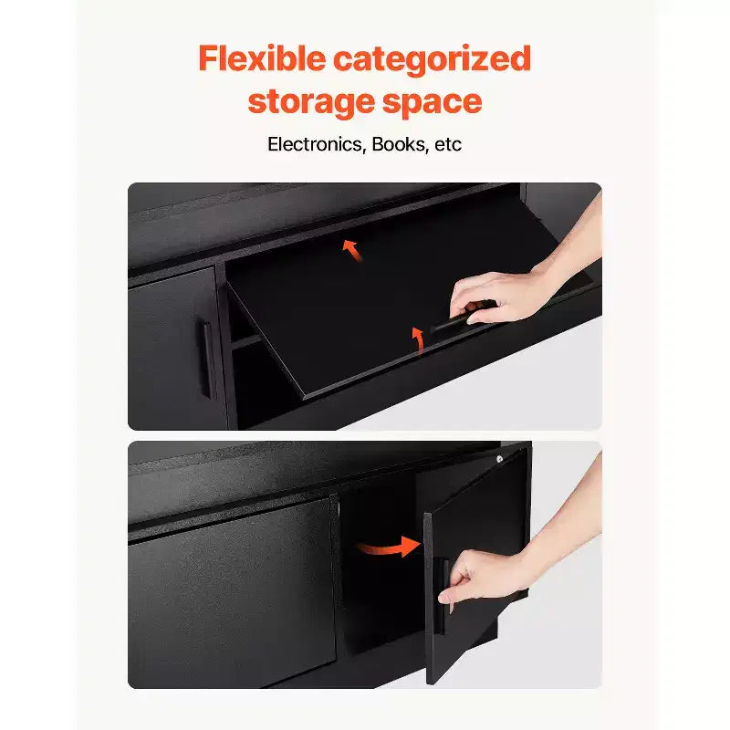 52" TV Stand with Mount for up to 75" TVs, Entertainment Center with Power Outlet, Height Adjustable, Black