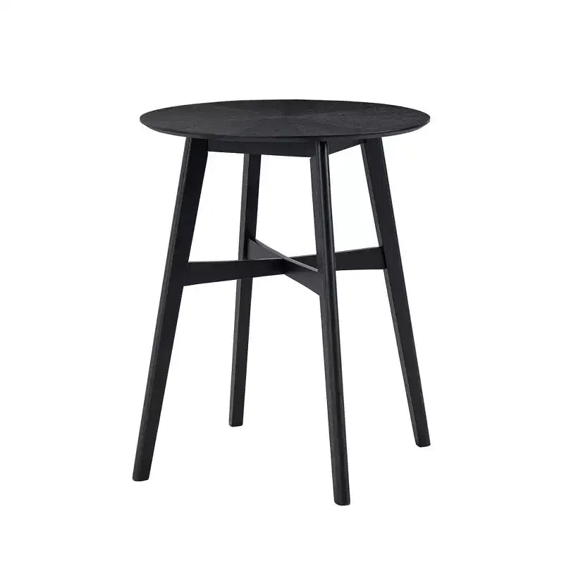 Okak Round Dining Table Kitchen Table Wooden High Top Table Bar Table for 2-4 for Dining Room, Restaurant, Pub, Black