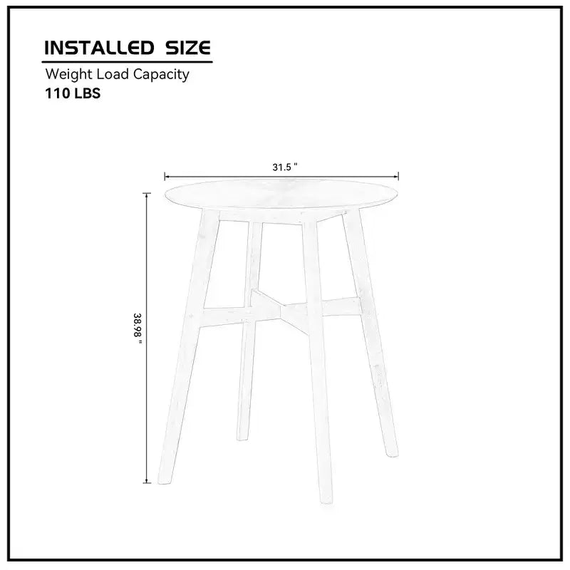 Round Dining Table Kitchen Table Wooden High Top Bar Table for 2-4, Black