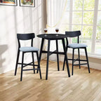 Table à manger ronde Table de cuisine Table de bar haute en bois pour 2-4 personnes, Noir