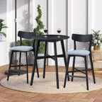 Table à manger ronde Table de cuisine Table de bar haute en bois pour 2-4 personnes, Noir