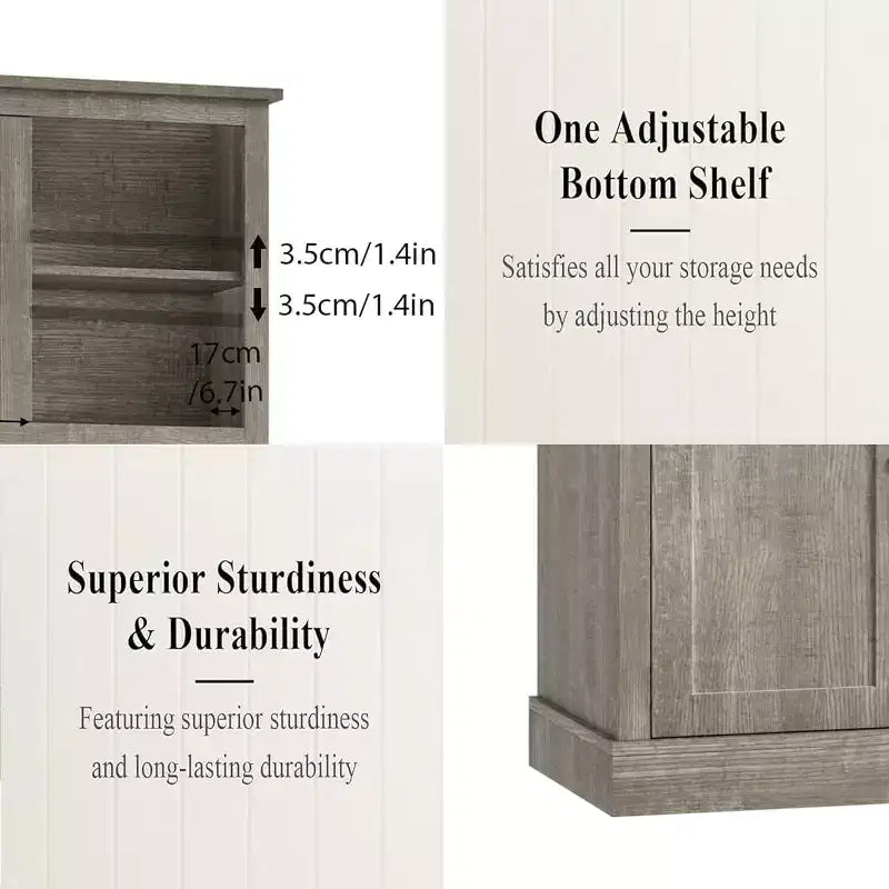 71" Tall Pantry Cabinet with Doors & Drawer, Farmhouse Hutch with Microwave Stand & Anti-Tip