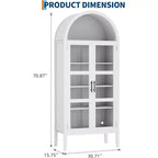 Meuble à vin arqué avec lumières LED - Buffet autoportant blanc avec portes vitrées pour cuisine, salle à manger