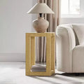 GDFStudio Celeste Farmhouse Wooden Open-Frame Geometric Side Table