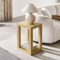Table d'appoint géométrique en bois de ferme à cadre ouvert