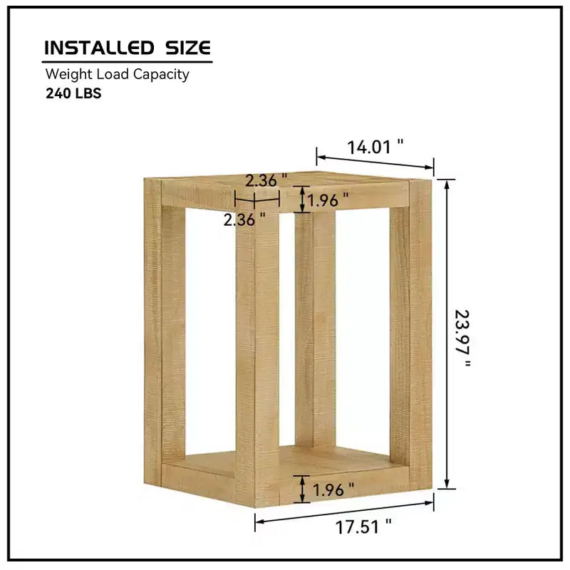Farmhouse Wooden Open-Frame Geometric Side Table