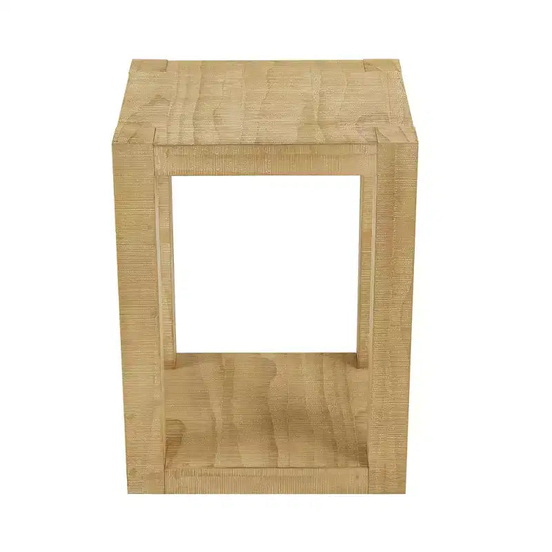 Farmhouse Wooden Open-Frame Geometric Side Table