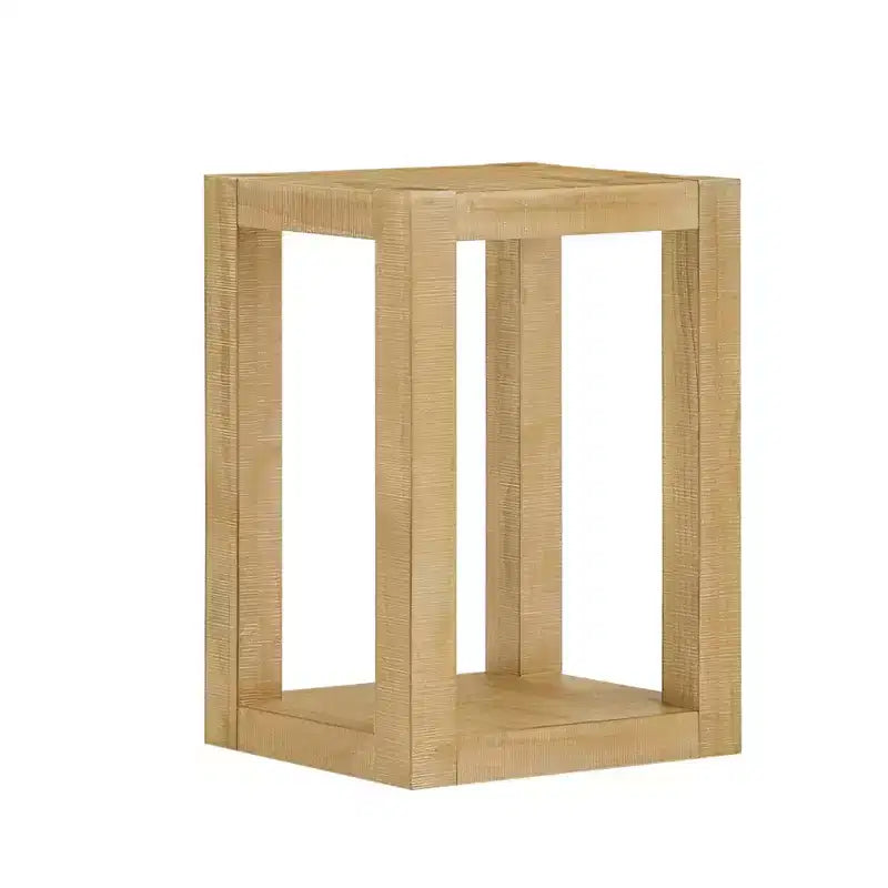 Farmhouse Wooden Open-Frame Geometric Side Table