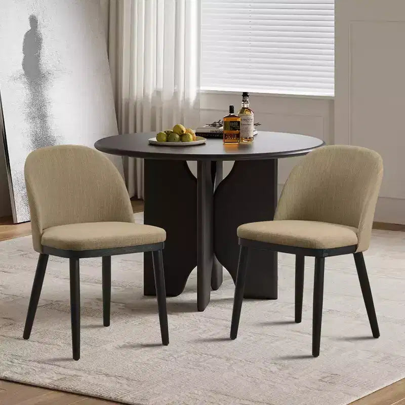 Set of 2 Upholstered Armless Dining Chairs with Curved Backrest