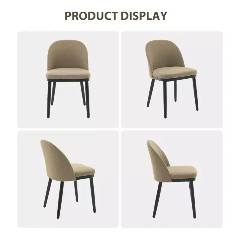 Set of 2 Upholstered Armless Dining Chairs with Curved Backrest