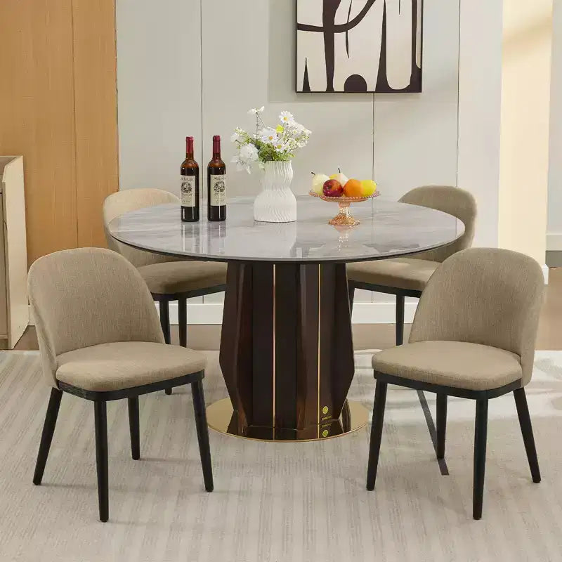 Set of 2 Upholstered Armless Dining Chairs with Curved Backrest