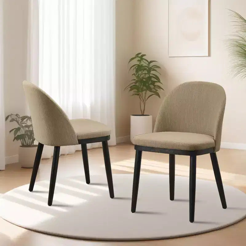 Set of 2 Upholstered Armless Dining Chairs with Curved Backrest