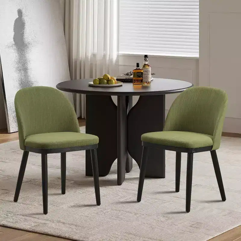 Set of 2 Upholstered Armless Dining Chairs with Curved Backrest