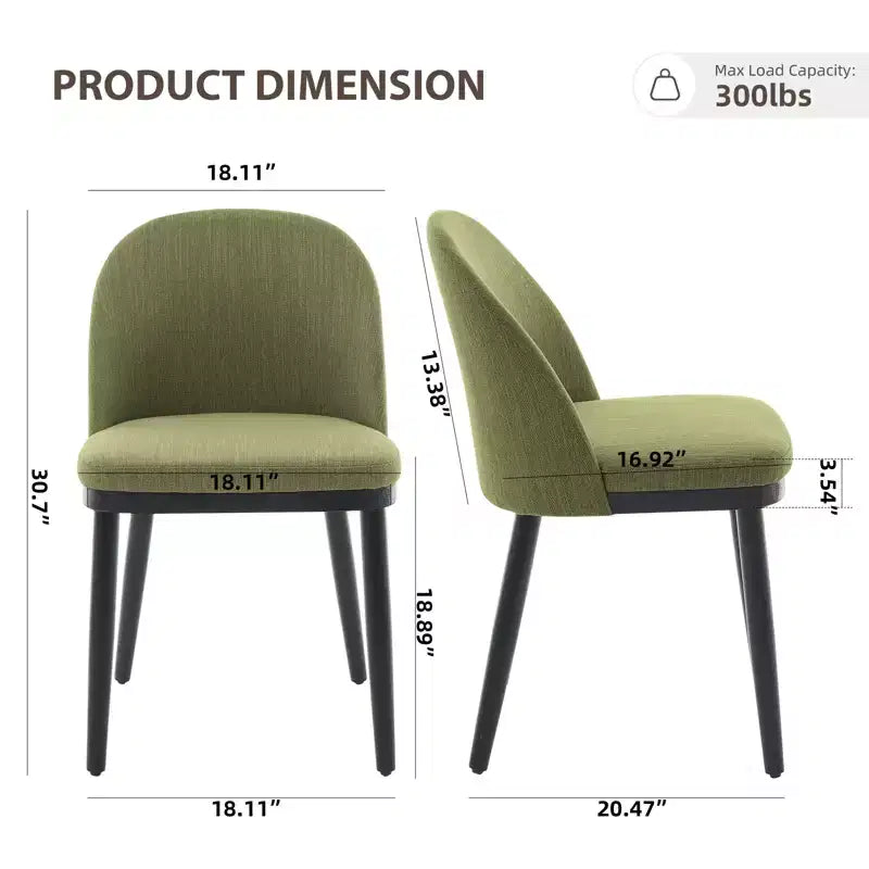 Set of 2 Upholstered Armless Dining Chairs with Curved Backrest