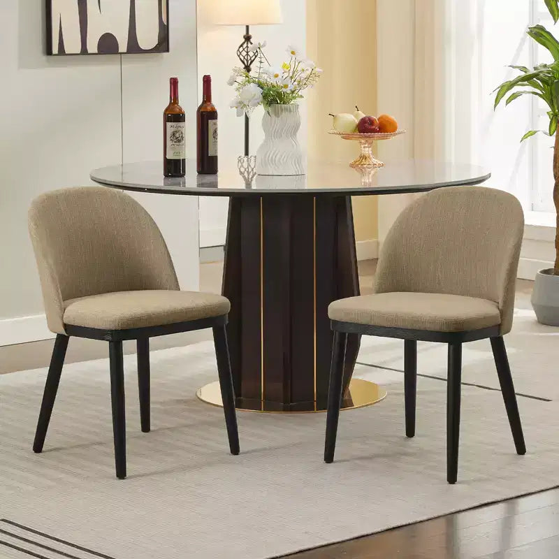 Set of 2 Upholstered Armless Dining Chairs with Curved Backrest
