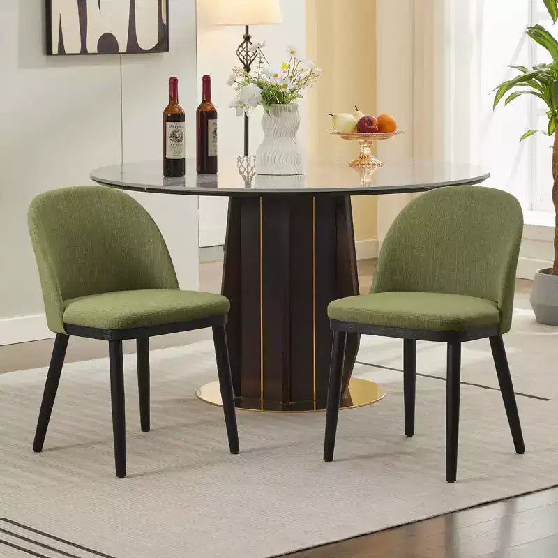 Set of 2 Upholstered Armless Dining Chairs with Curved Backrest