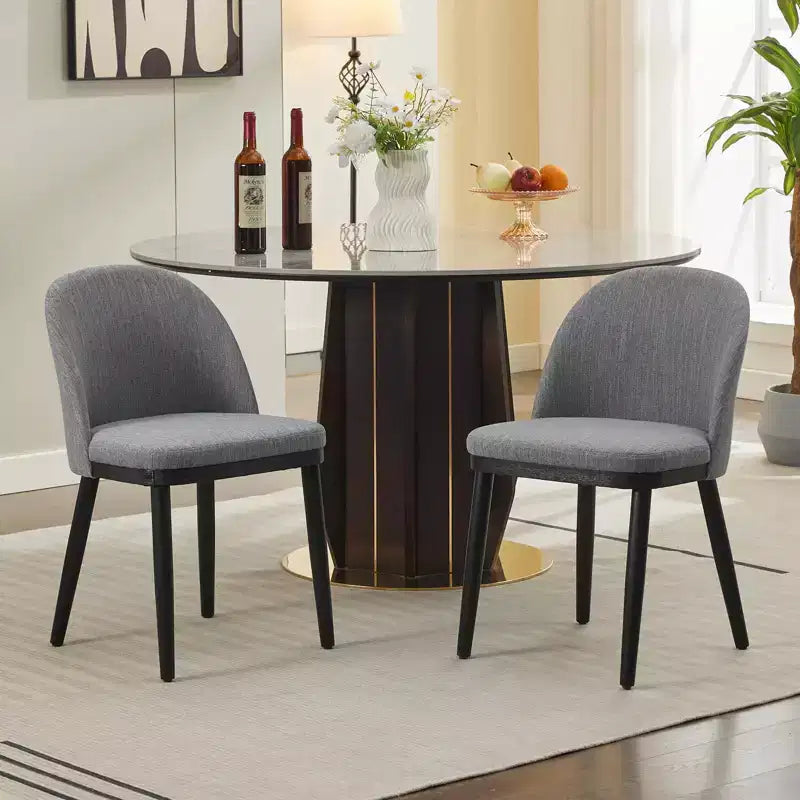 Set of 2 Upholstered Armless Dining Chairs with Curved Backrest