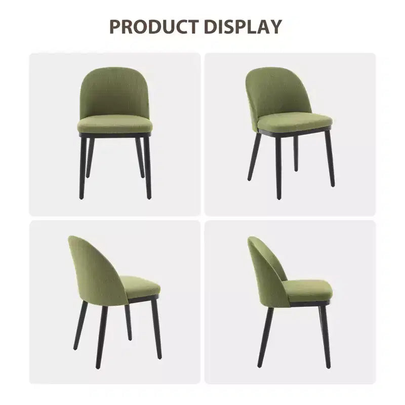 Set of 2 Upholstered Armless Dining Chairs with Curved Backrest
