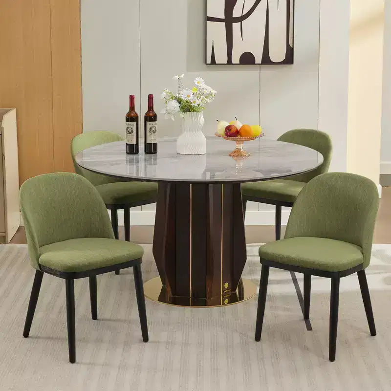 Set of 2 Upholstered Armless Dining Chairs with Curved Backrest