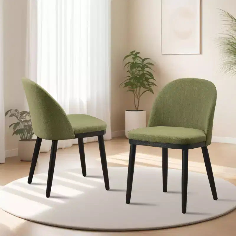 Set of 2 Upholstered Armless Dining Chairs with Curved Backrest